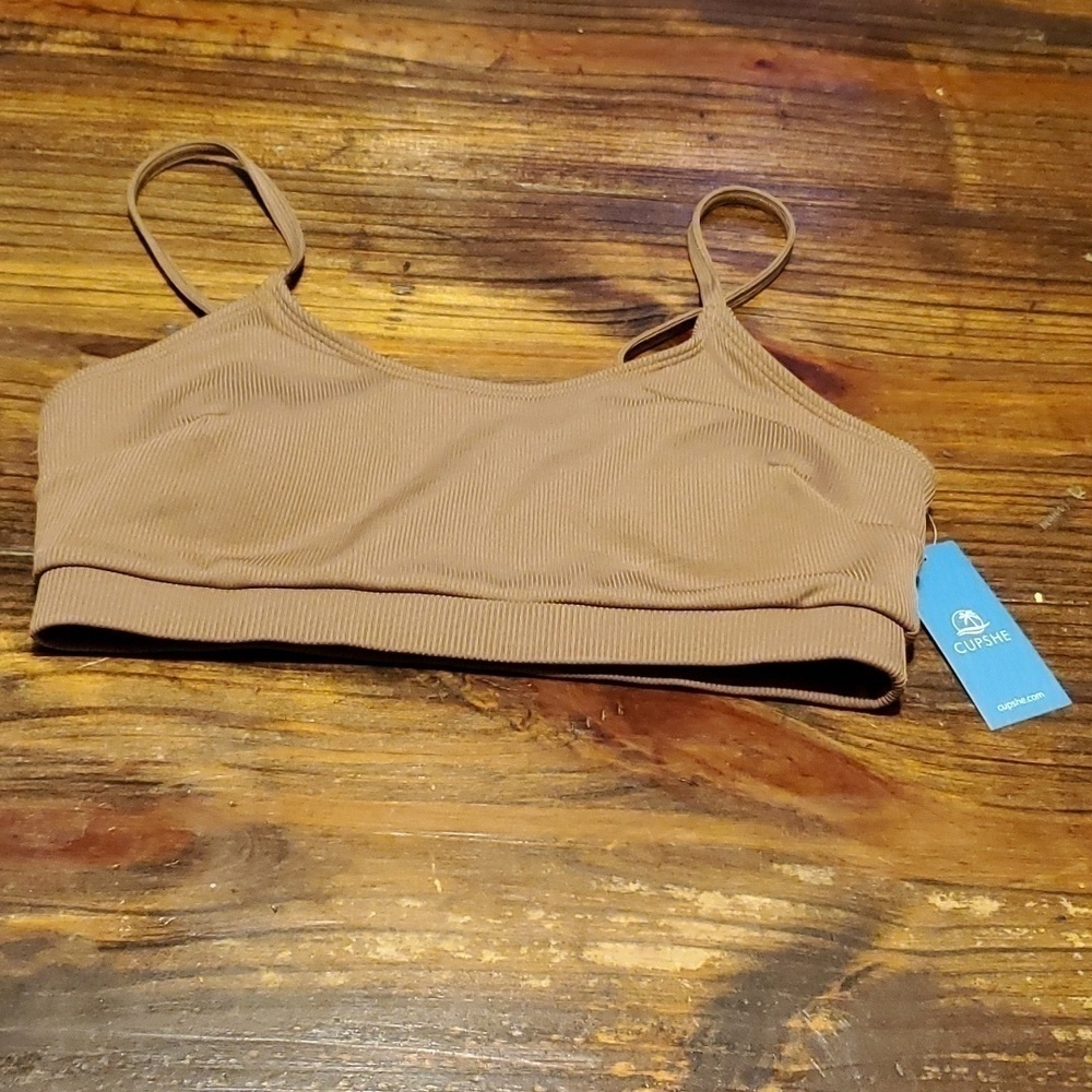 Cupshe Ribbed Bikini Top Size Small NWT